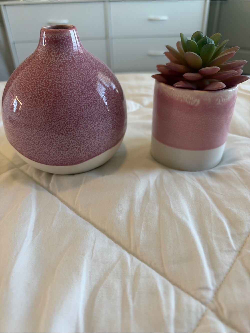 Pink Ceramic Vase and Planter Set - Modern Home Accents